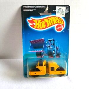 1987 Yellow 1:64 Diecast Hot Wheels Road Roller Construction Vehicle Unopen